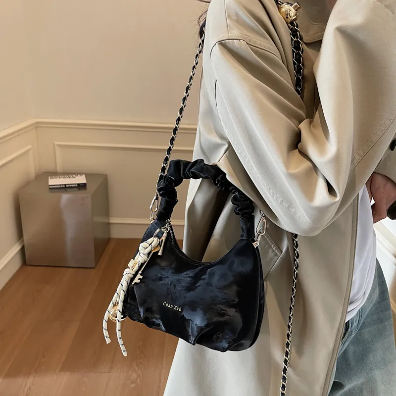 Miss Angel PU Crossbody One Shoulder Handbag Women's Beige/Black-15