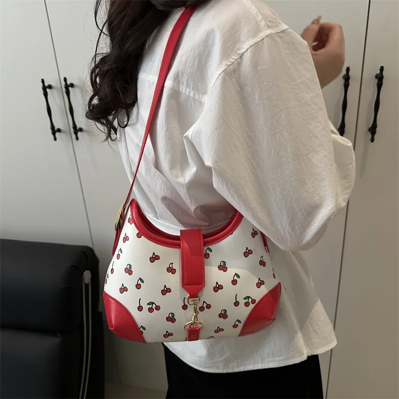 Miss Angel PU Crossbody Bag Women's White/Black/Red-2