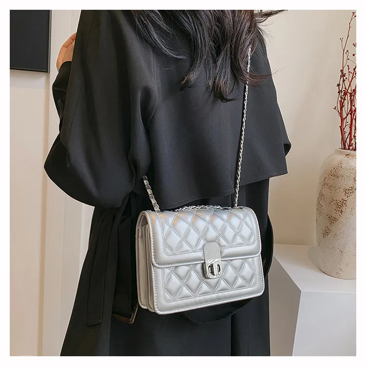 Miss Angel PU Shoulder Bag, Crossbody Bag Women's White/Silver/Pink-2