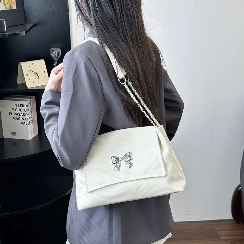 Miss Angel PU Crossbody Bag Women's White/Black/Silver-8