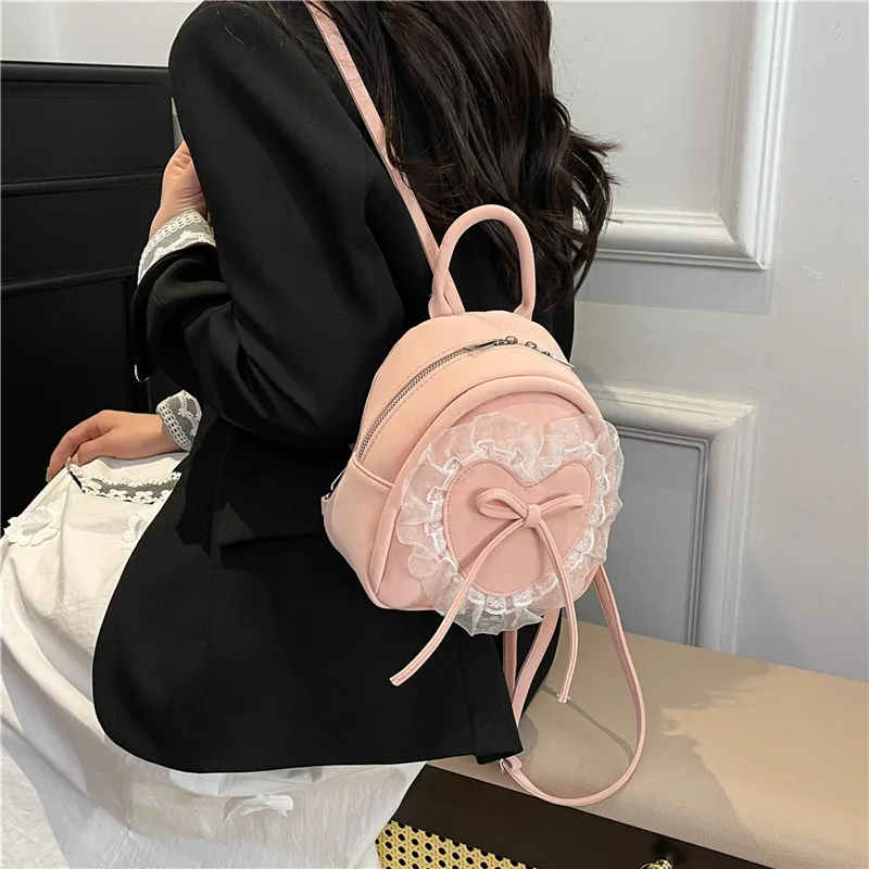 Miss Angel PU Backpack Regular Women's Pink/Blue/Black-11