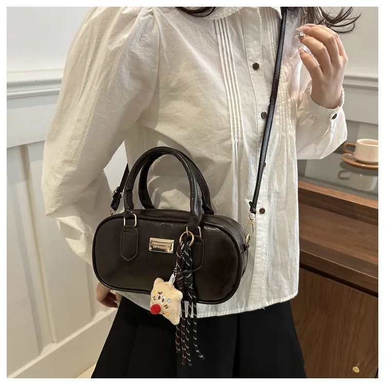 Miss Angel PU Crossbody One Shoulder Handbag Regular Women's Black/Red/Coffee/Brown-11