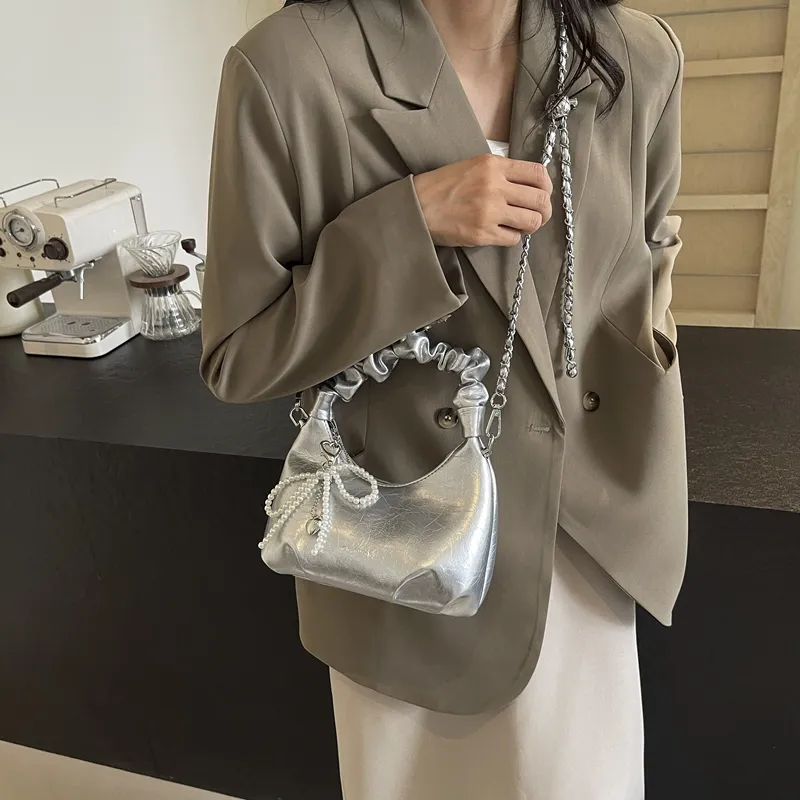 Miss Angel PU Crossbody Bag Regular Women's White/Silver/Black-5