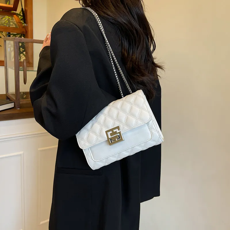 Miss Angel PU Crossbody Bag Regular Women's White Black-2