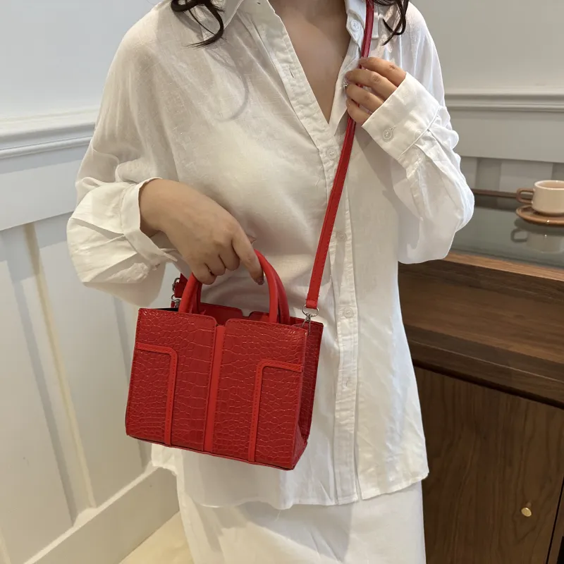 Miss Angel PU Crossbody Handbag Shoulder Bag Women's White/Black/Red-25
