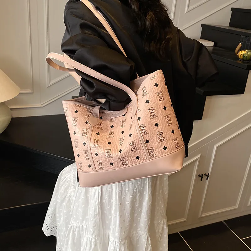 Miss Angel PU Tote Bag, Shoulder Bag Regular Women's Khaki/Pink/Brown/Black-11