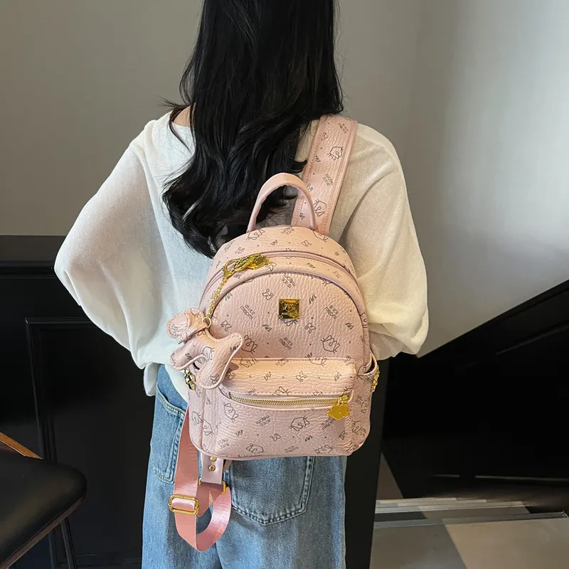 Miss Angel PU Backpack Women's Brown/Pink/Black-7