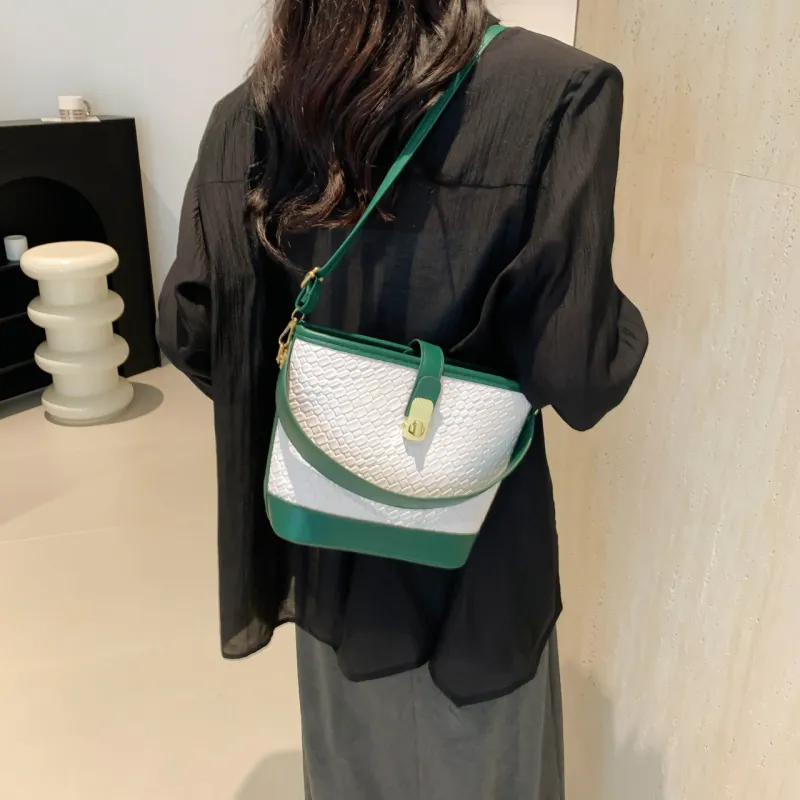 Miss Angel PU Bucket Bag, One Shoulder Handbag Women's Multicolor-12