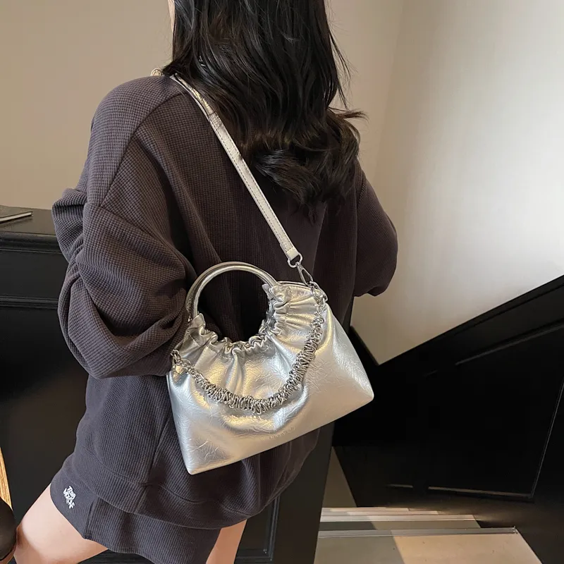 Miss Angel PU Shoulder Bag, Crossbody Bag, Handbag Women's Black/Ecru/Pink/Silver-10