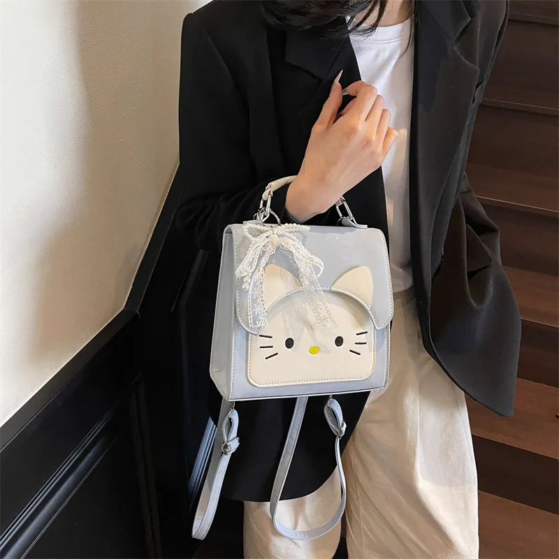 Miss Angel PU Backpack Women's Black/White/Blue/Pink-15