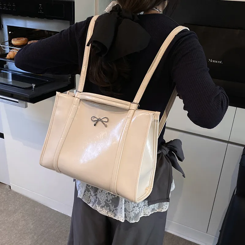 Miss Angel PU One Shoulder Tote Backpack Regular Women's White/Silver/Black-2