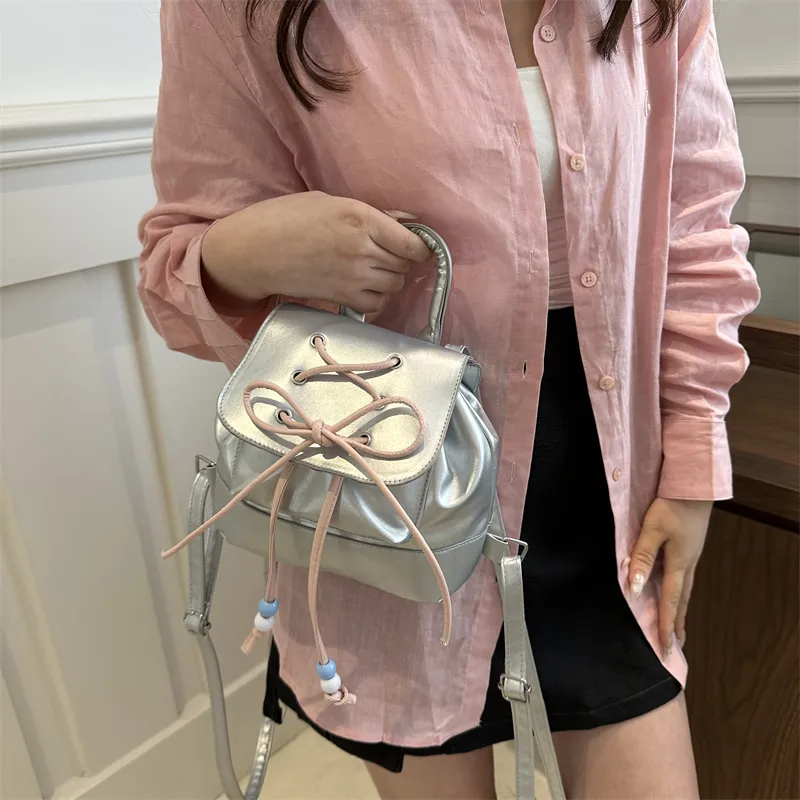Miss Angel PU Backpack Women's White/Silver/Black/Pink-7
