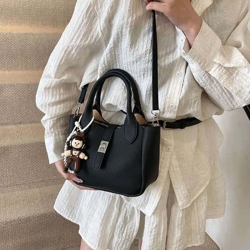 Miss Angel PU Crossbody One Shoulder Handbag Regular Women's Black/White/Yellow/Pink-8