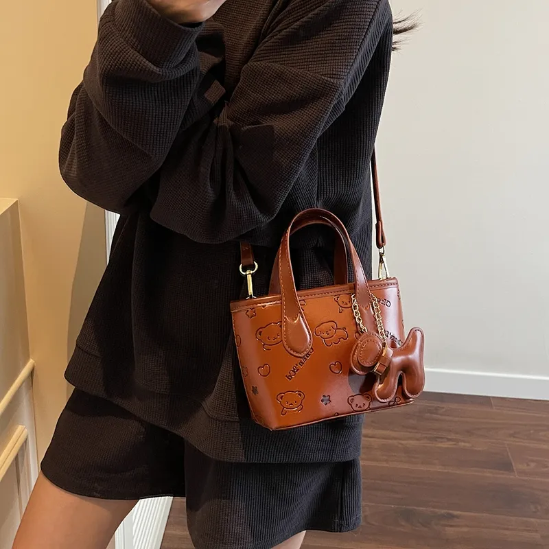 Miss Angel PU Bucket Bag, One Shoulder Handbag Women's Multicolor-19