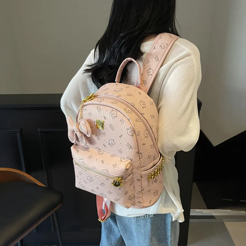 Miss Angel PU Backpack Women's Brown/Pink/Black-10