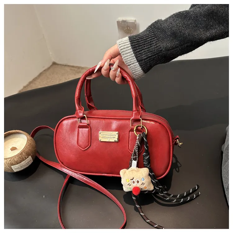 Miss Angel PU Crossbody One Shoulder Handbag Regular Women's Black/Red/Coffee/Brown-9