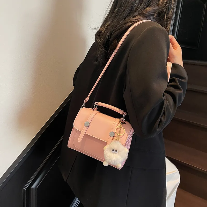 Miss Angel PU Shoulder Bag Crossbody Bag Handbag Regular Women's Pink/Black/Khaki/Pea Green-3