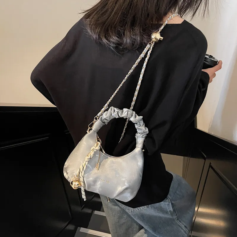 Miss Angel PU Crossbody One Shoulder Handbag Women's Beige/Black-7
