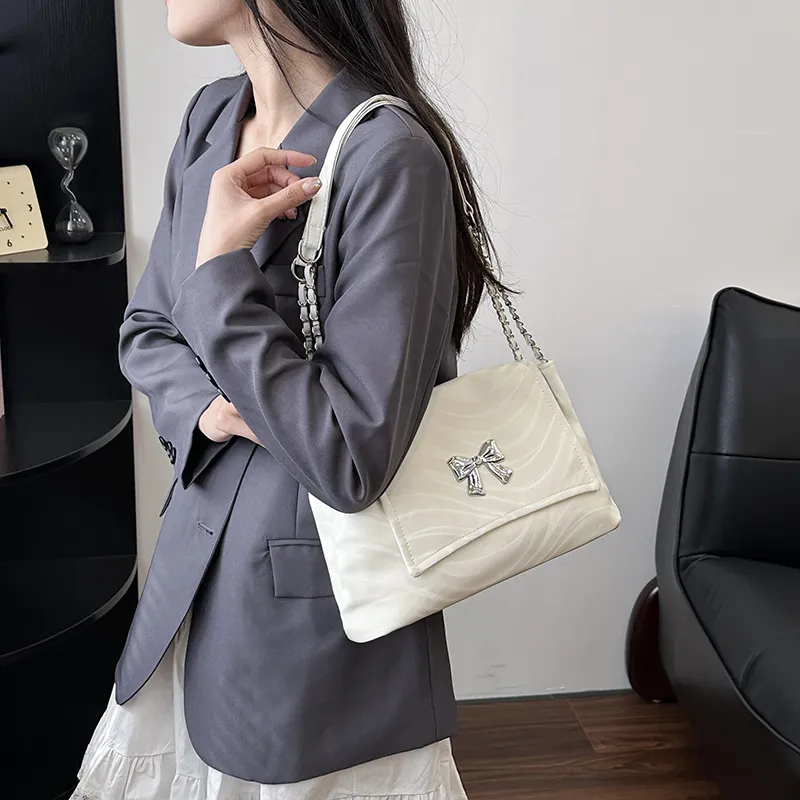 Miss Angel PU Crossbody Bag Women's White/Black/Silver-7