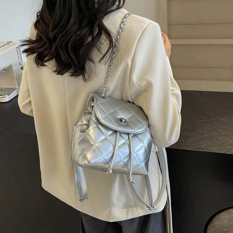 Miss Angel PU Backpack Women's White/Silver-3