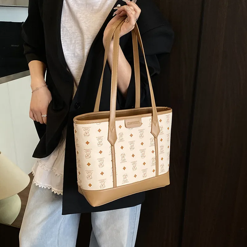 Miss Angel PU Tote Bag, Shoulder Bag Women's Black, Khaki, Brown, Pink-17