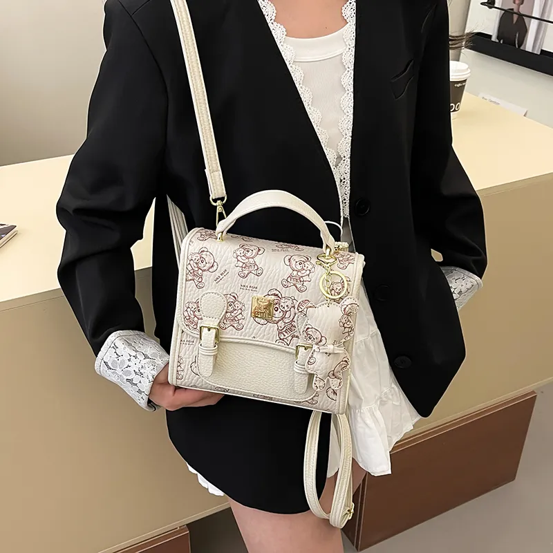 Miss Angel PU Backpack Women's White/Pink/Brown-2