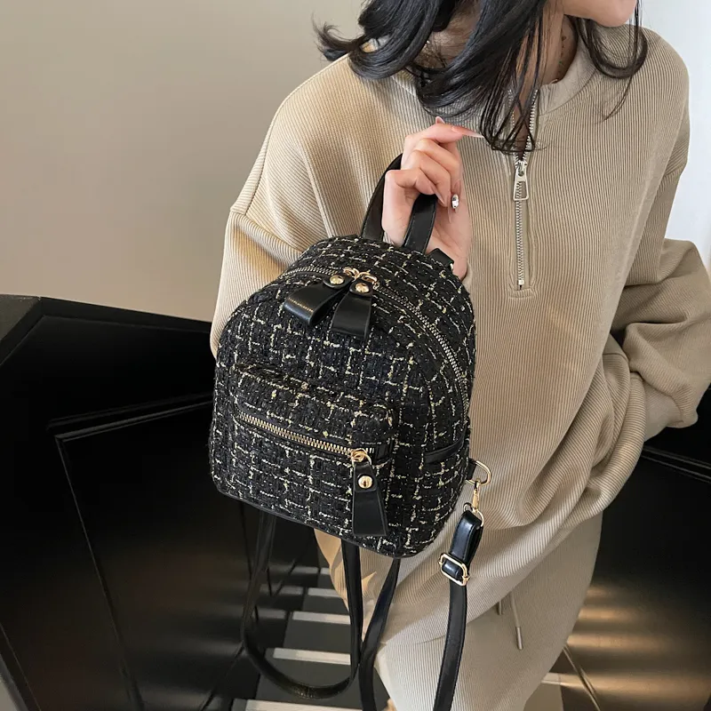 Miss Angel Fabric Backpack Regular Women's Ecru/Black-11