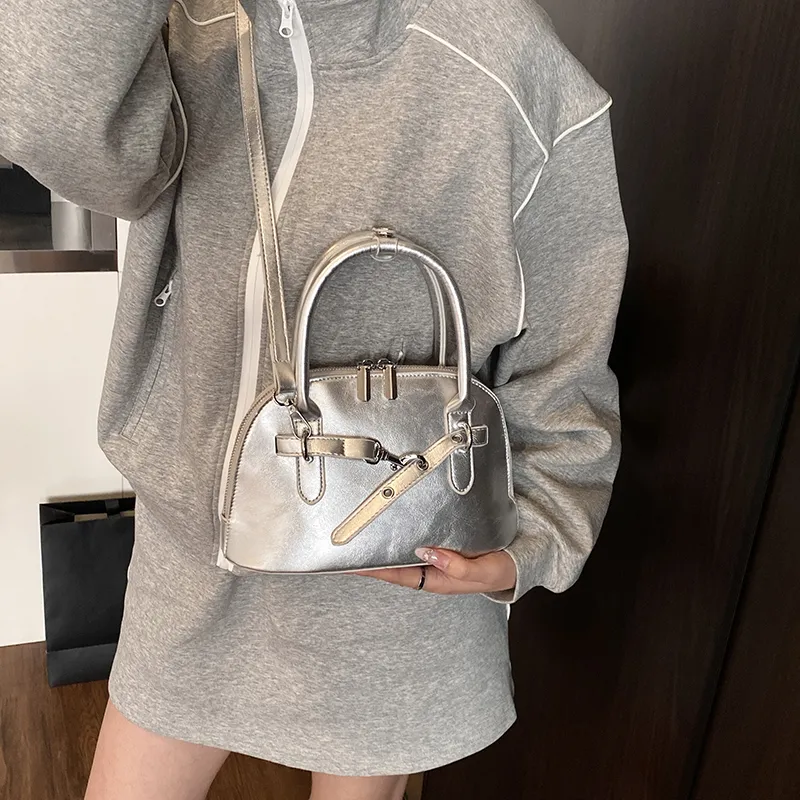 Miss Angel PU Crossbody Handbag Women's White/Silver/Black-17