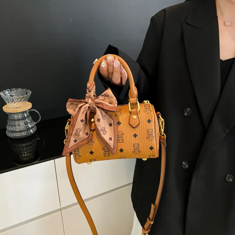 Miss Angel PU Shoulder Bag, Crossbody Bag, Handbag Women's Brown/Ecru-1
