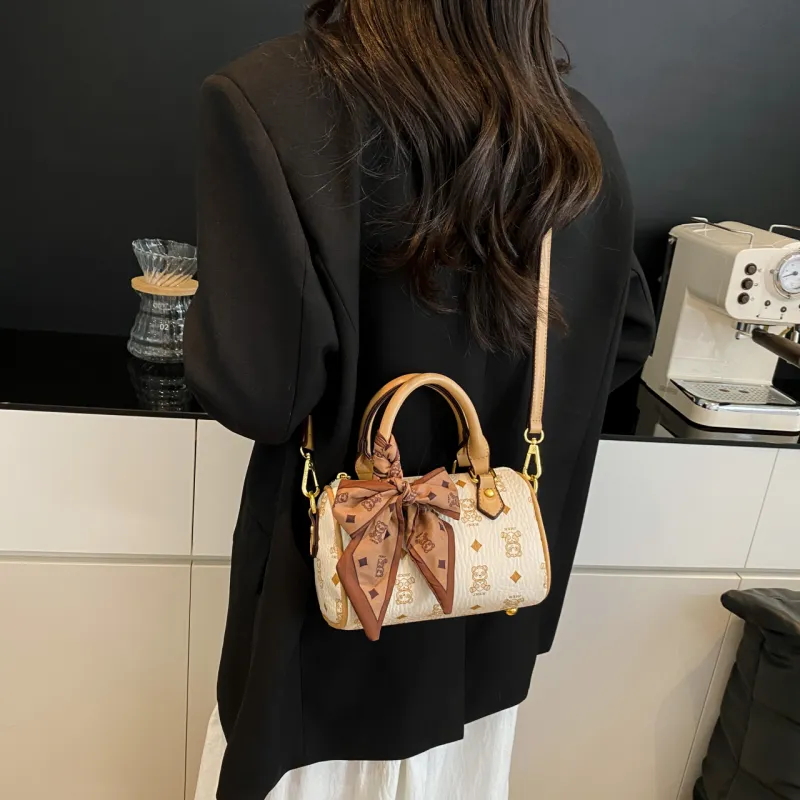 Miss Angel PU Shoulder Bag, Crossbody Bag, Handbag Women's Brown/Ecru-11