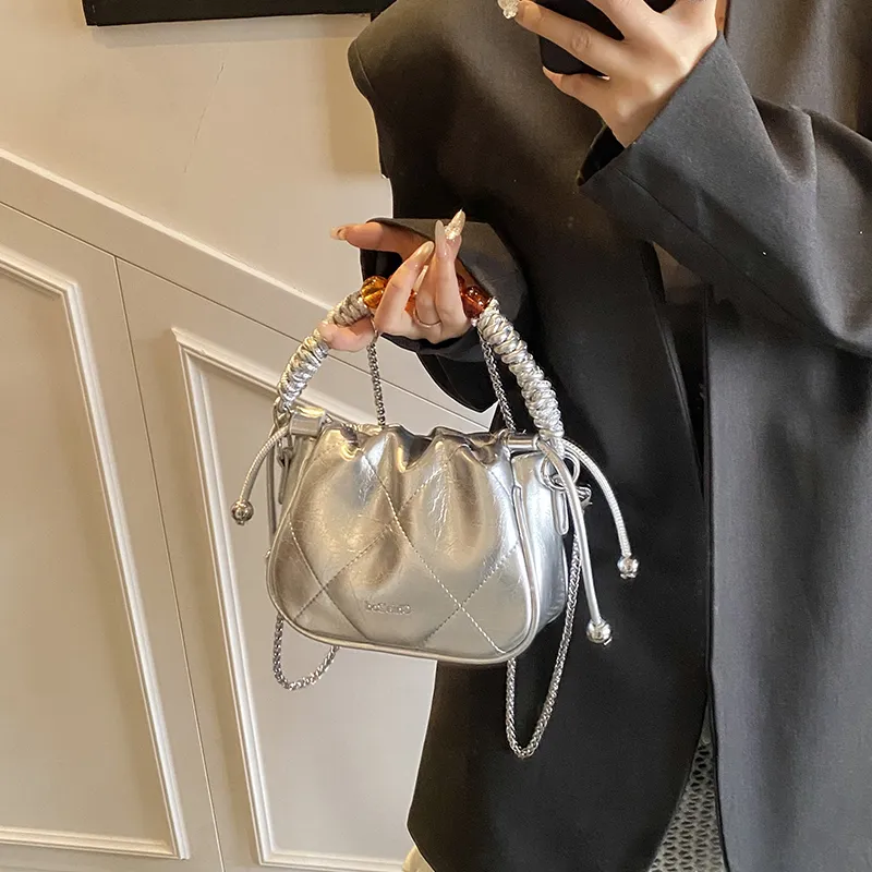 Miss Angel PU Crossbody Bag Women's Black/White/Silver-2