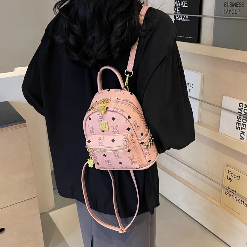 Miss Angel PU Backpack Regular Women's Ecru/Pink/Brown-9