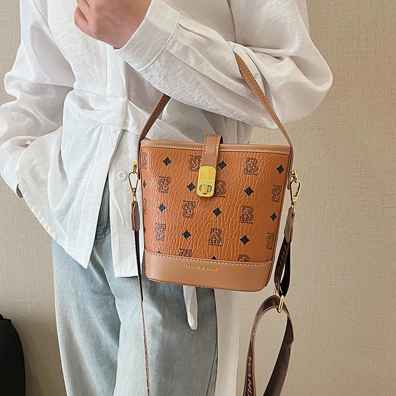 Miss Angel PU Bucket Bag, Crossbody Handbag Women's Multicolor-21