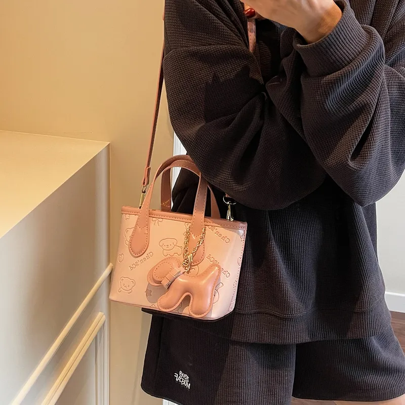 Miss Angel PU Bucket Bag, One Shoulder Handbag Women's Multicolor-6