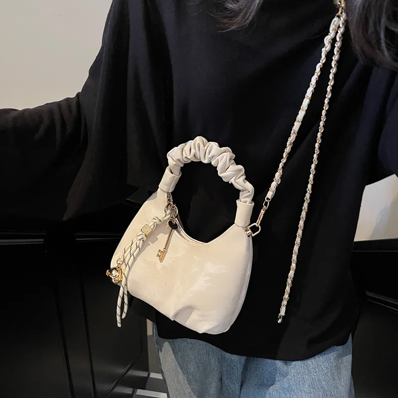 Miss Angel PU Crossbody One Shoulder Handbag Women's Beige/Black-5