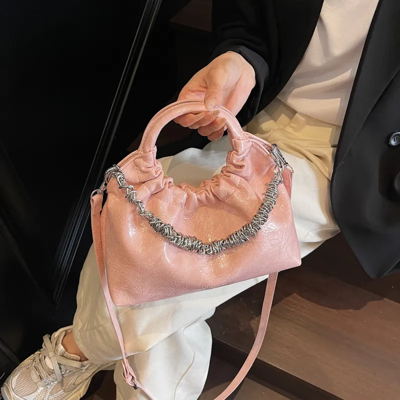 Miss Angel PU Shoulder Bag, Crossbody Bag, Handbag Women's Black/Ecru/Pink/Silver-19
