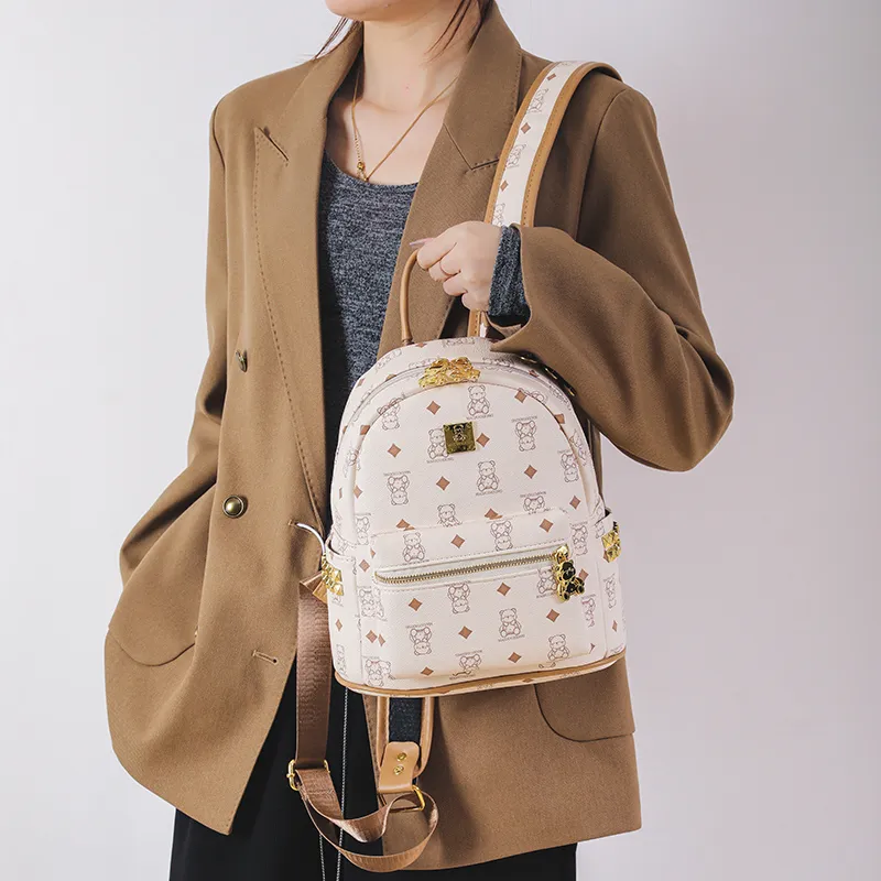 Miss Angel PU Backpack Tubas Women's White/Brown-1