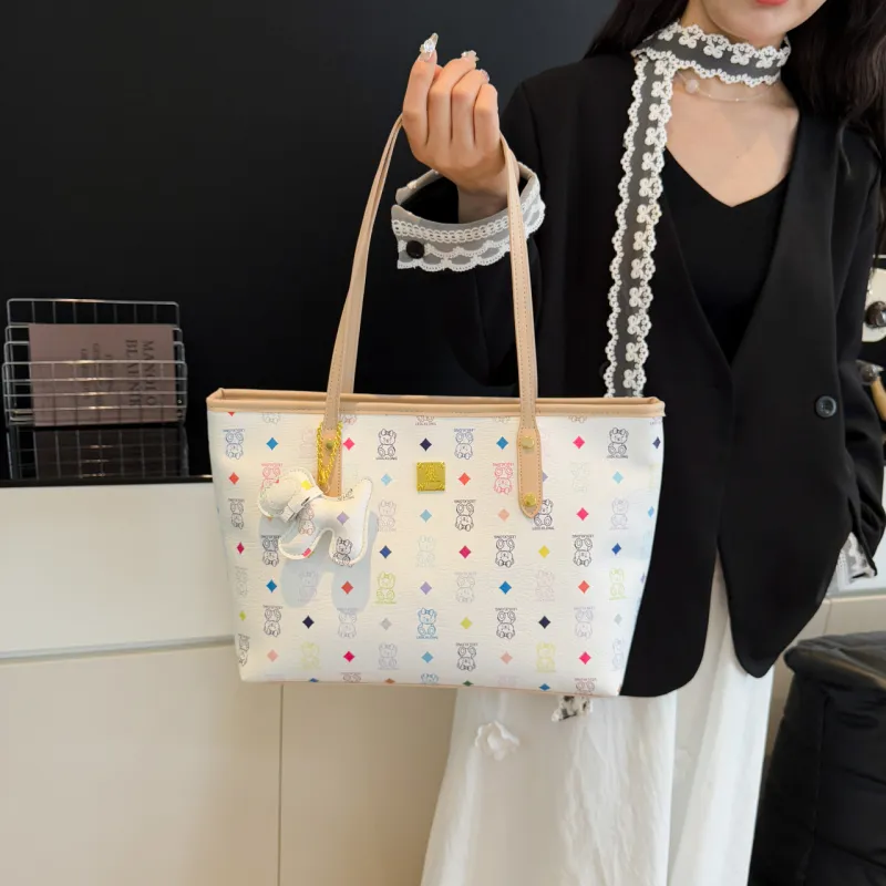Miss Angel PU Shopping Bag, Tote Bag, Handbag, Shoulder Bag Women's White, Beige, Pink, Brown, Black, Coffee-2