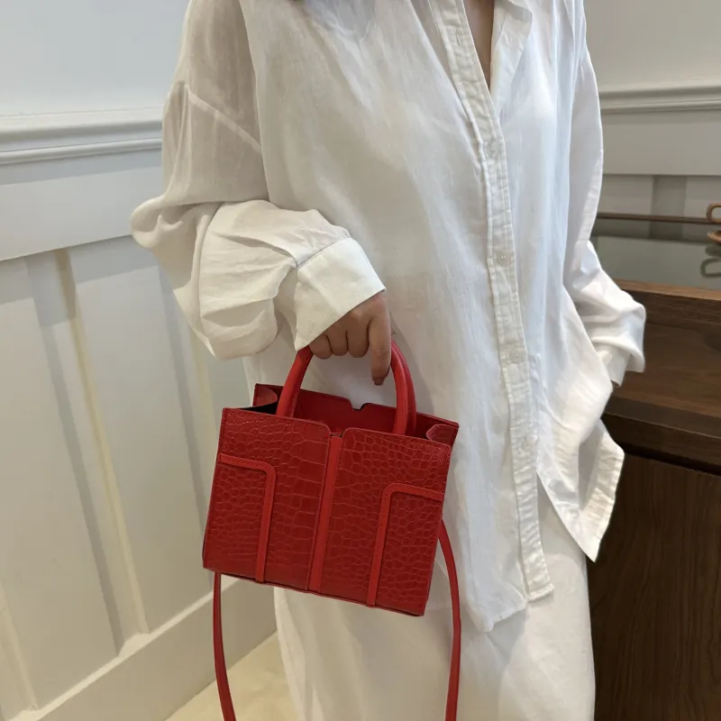 Miss Angel PU Crossbody Handbag Shoulder Bag Women's White/Black/Red-19
