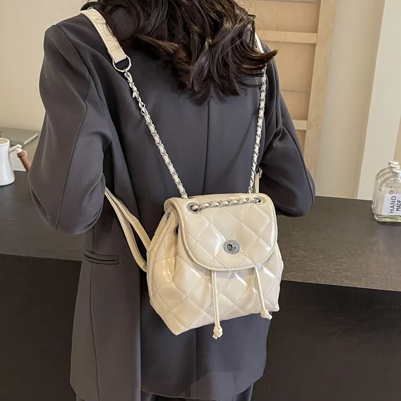 Miss Angel PU Backpack Women's White/Silver-11