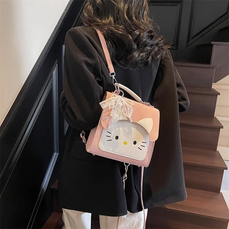 Miss Angel PU Backpack Women's Black/White/Blue/Pink-3