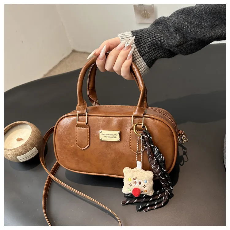 Miss Angel PU Crossbody One Shoulder Handbag Regular Women's Black/Red/Coffee/Brown-17
