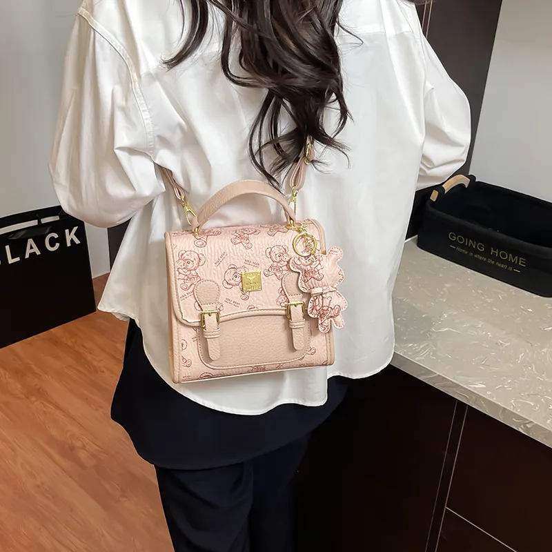 Miss Angel PU Backpack Women's White/Pink/Brown-11