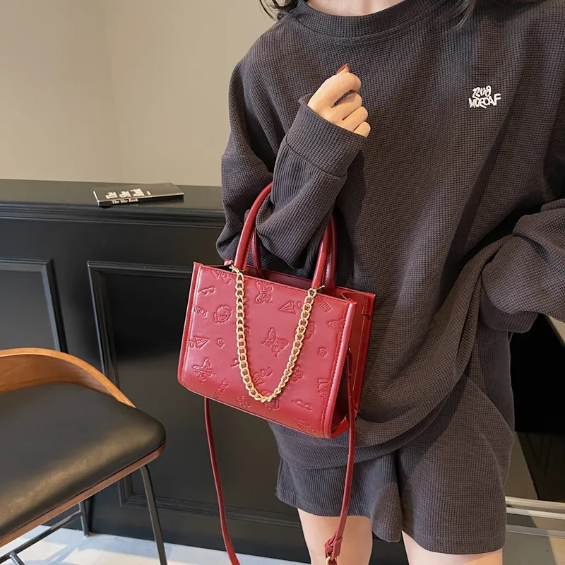 Miss Angel PU Crossbody One Shoulder Handbag Women's Black/Ecru/Pink/Ancora Red-22