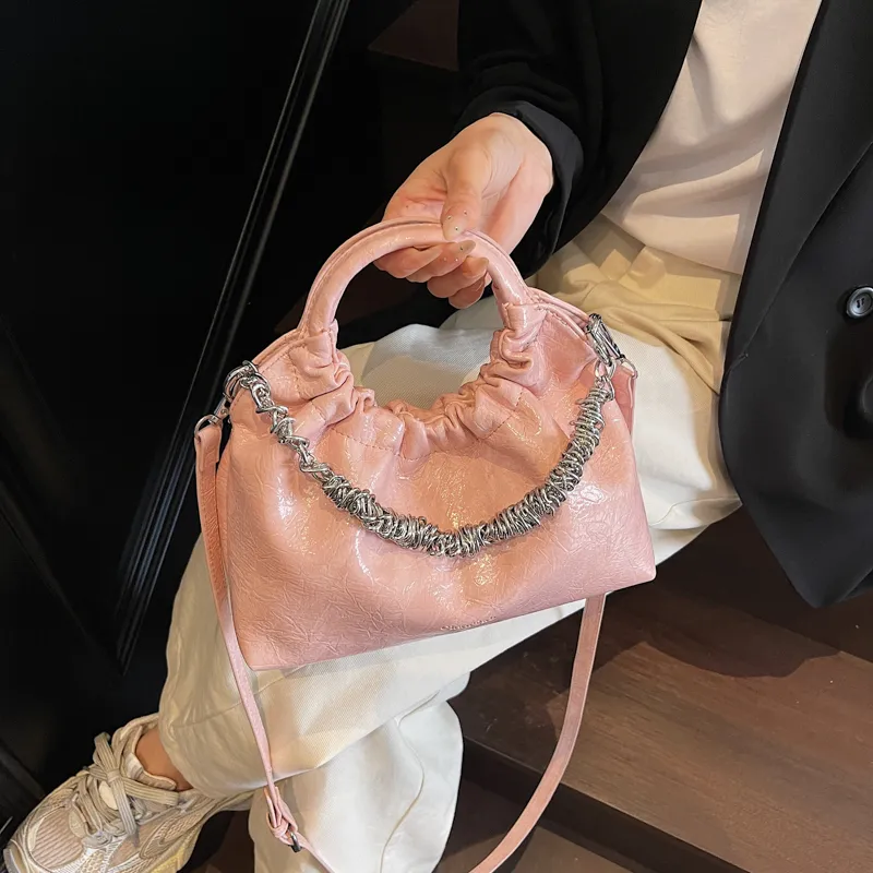 Miss Angel PU Shoulder Bag, Crossbody Bag, Handbag Women's Black/Ecru/Pink/Silver-20