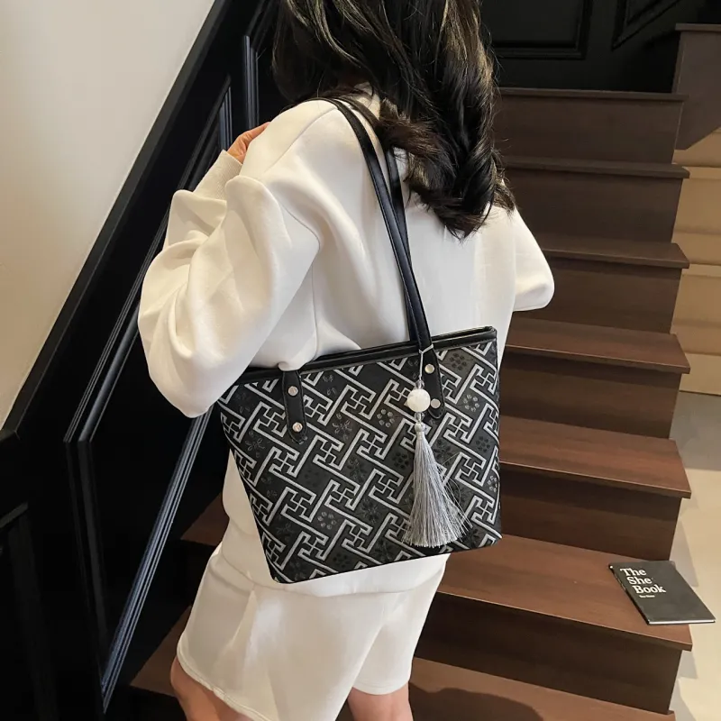 Miss Angel Fabric Tote Bag, Shopping Bag, Shoulder Bag Women's White/Silver-7