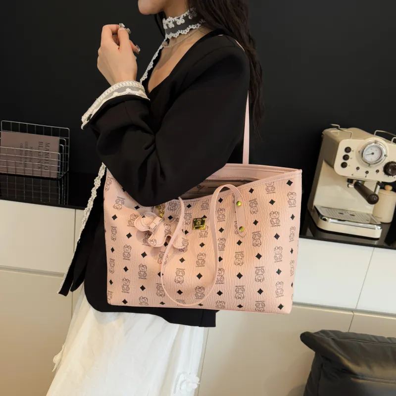 Miss Angel PU Shopping Bag, Tote Bag, Handbag, Shoulder Bag Women's White, Beige, Pink, Brown, Black, Coffee-13