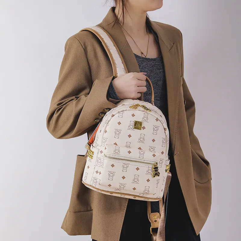 Miss Angel PU Backpack Tubas Women's White/Brown-5