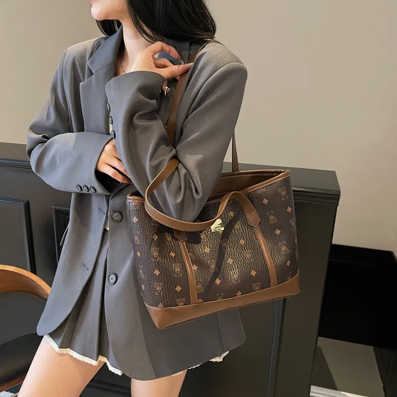 Miss Angel PU Shoulder Bag Women's Ecru/Black/Brown-21