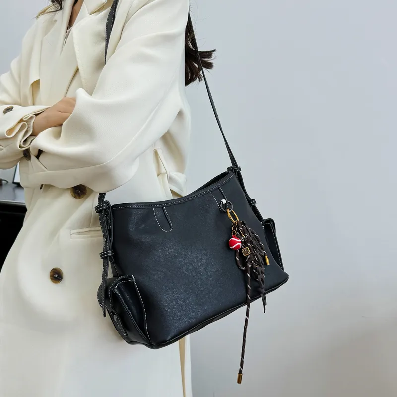 Miss Angel PU Shoulder Bag Crossbody Bag Regular Women's Black/Burgundy/Umber-2